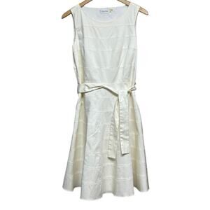 Calvin Klein Fit & Flare Sleeveless Dress Cream Lined Size 8